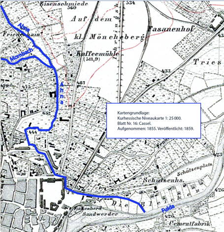 Vorschaubild Kartenausschnitt Ahne und Mombach 1855